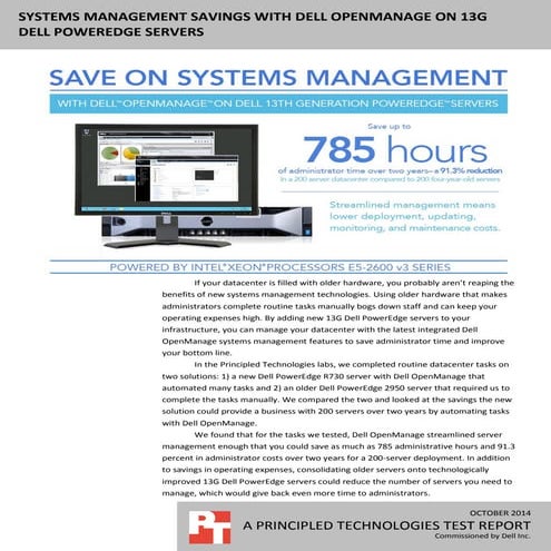 Systems management savings with Dell OpenManage on 13G Dell PowerEdge servers 
