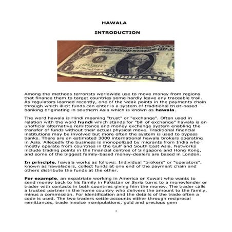 Informal fund transfer system; an analysis of the informal hawala ...