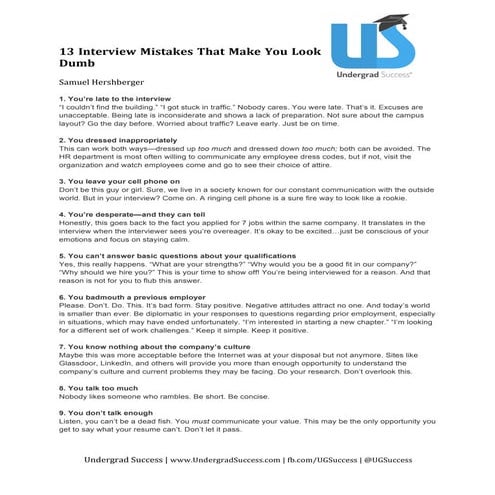 13 Interview Mistakes That Make You Look Dumb