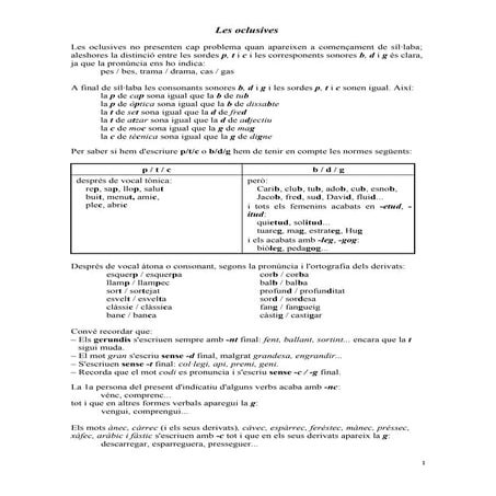 Les oclusives assignatura llengua catalana