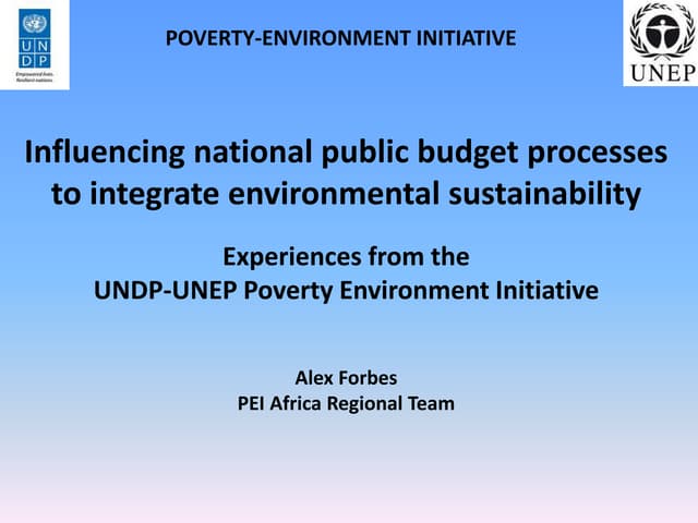 Influencing national public budget processes to integrate environmental sustainability