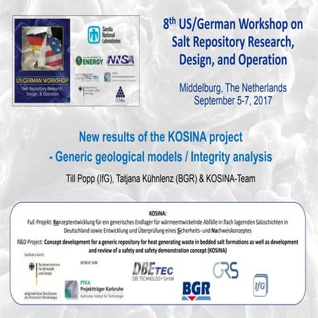 13 "New results of the KOSINA project - Generic geological models / Integrity...