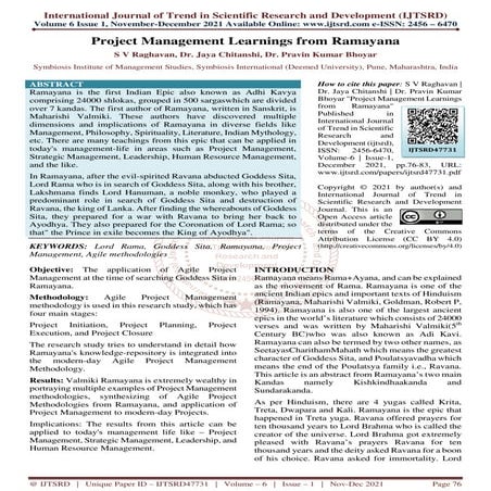 Project Management Learnings from Ramayana