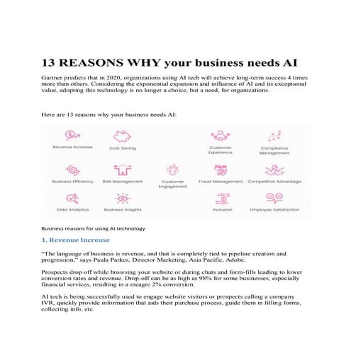13 reasons why your business needs ai