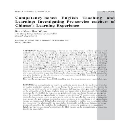 Competency-based English Teaching and Learning: Investigating Pre-service tea...