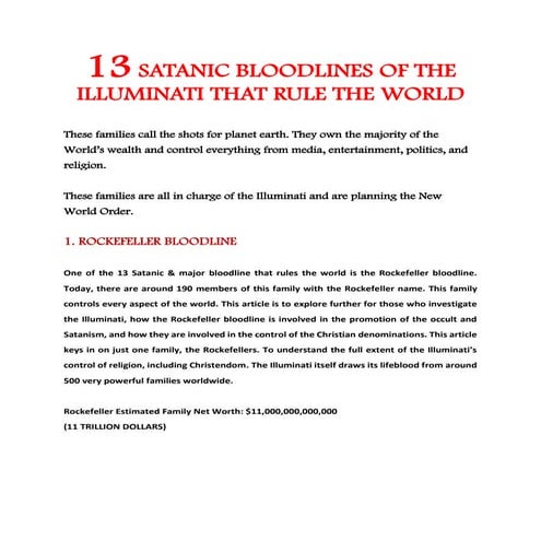 13 satanic bloodlines