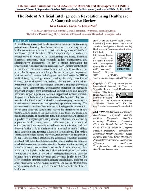 The Role of Artificial Intelligence in Revolutionizing Healthcare A Comprehen...
