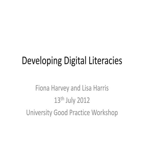 Developing Digital Literacies | PPT