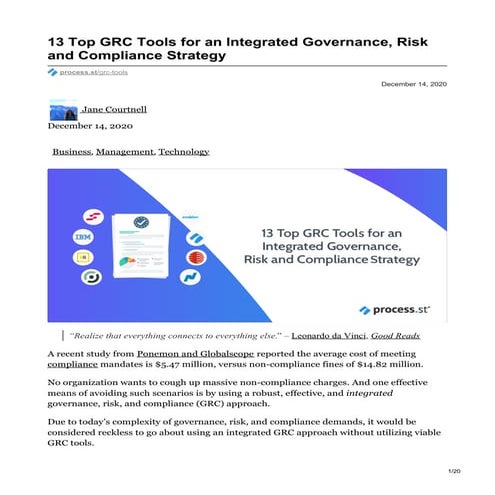 13 Top GRC Tools for an Integrated Governance, Risk and Compliance Strategy