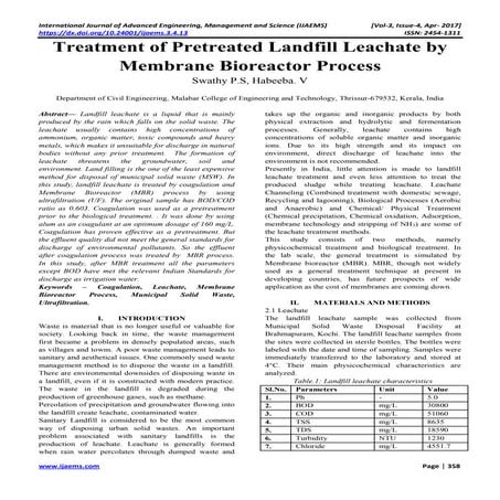 TREATMENT OF LANDFILL LEACHATE USING ALGAE | PDF