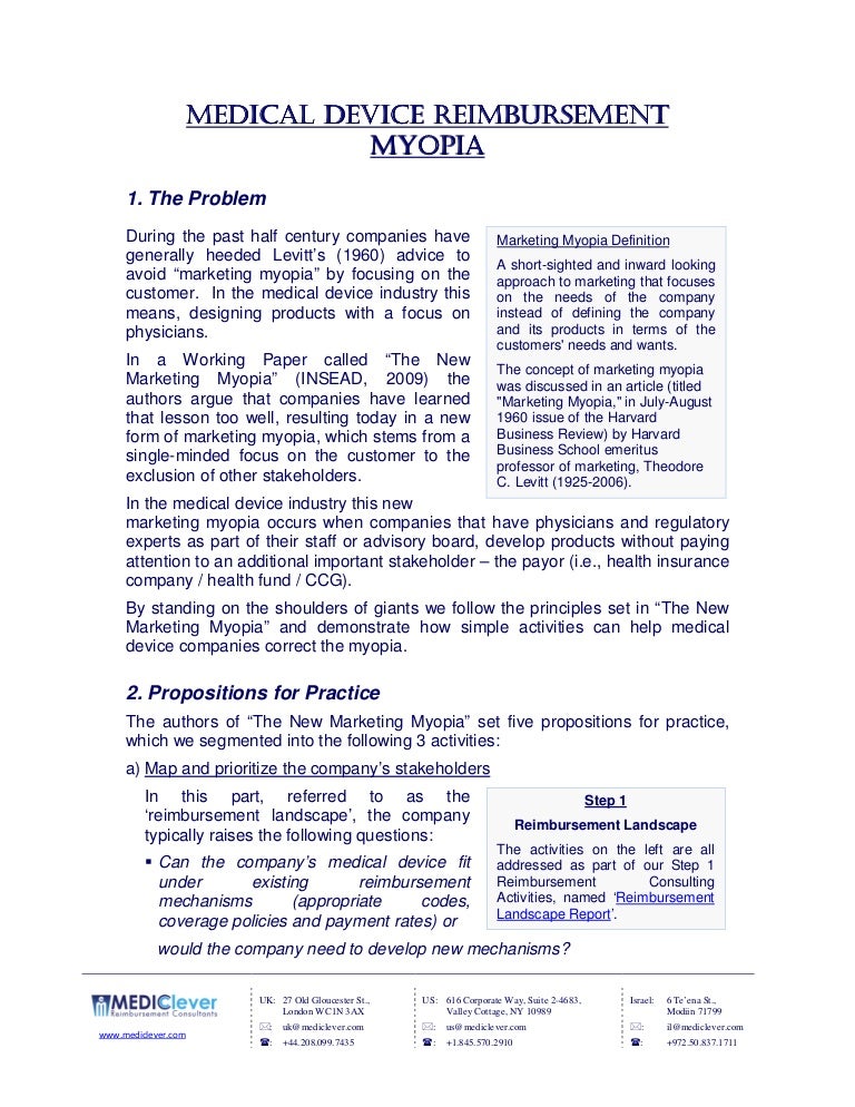 Medical Device Reimbursement Myopia
