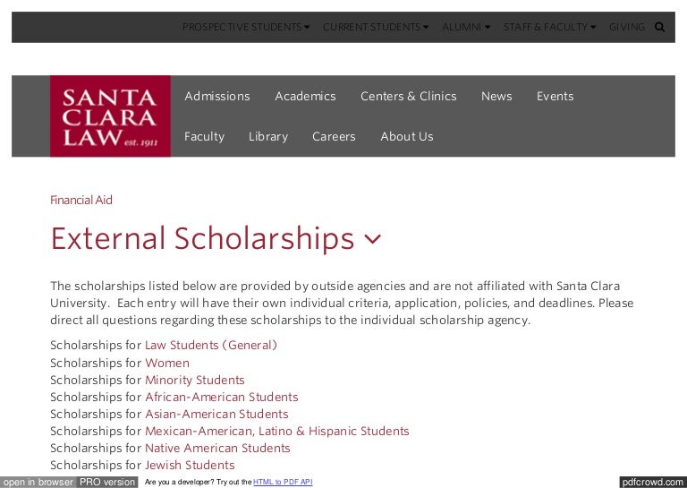 External Scholarships 124 Santa Clara Law