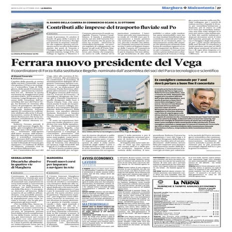 14.10.2015 la nuova ve - Ferrara nuovo presidente del VEGA