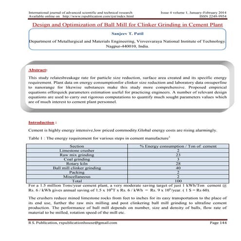 Ball Mill Optimization