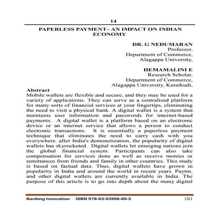 PAPERLESS PAYMENT– AN IMPACT ON INDIAN  ECONOMY