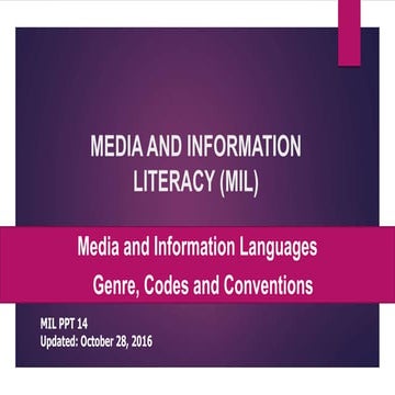 Media and Information Literacy (MIL) - 6. Media and Information ...