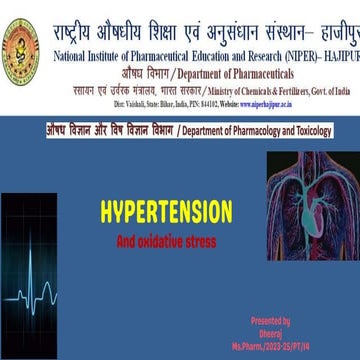 Hypertension pathophysiology, drugs and clinical research