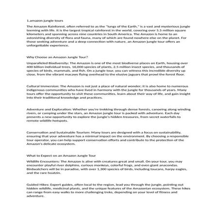 amazon jungle tours,                   .