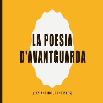 La poesia d'avantguarda. Literatura catalana
