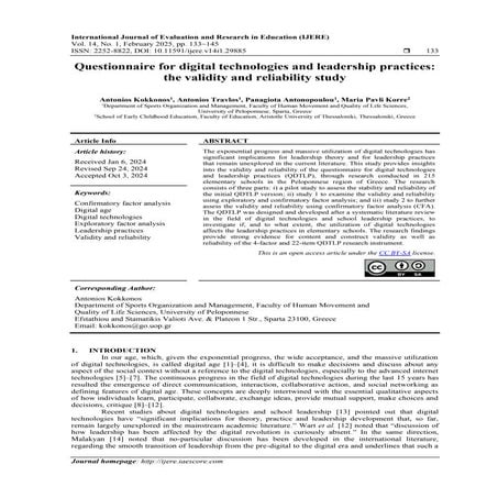 Questionnaire for digital technologies and leadership practices: the ...