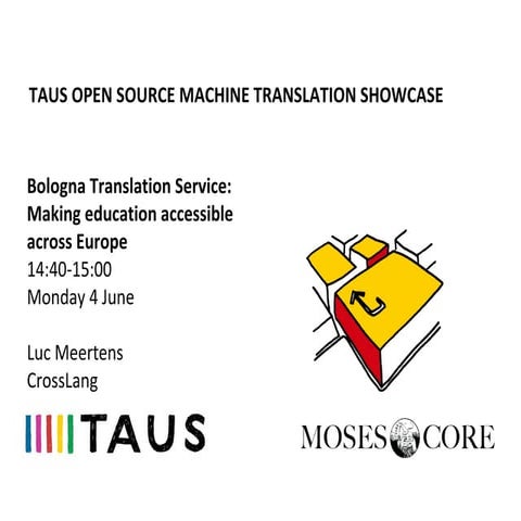 TAUS OPEN SOURCE MACHINE TRANSLATION SHOWCASE, Paris, Luc Meertens, Crosslang...