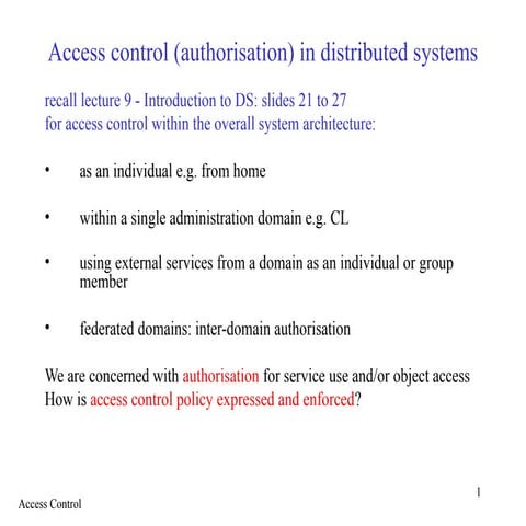 Access control (authorisation) in distributed systems.ppt