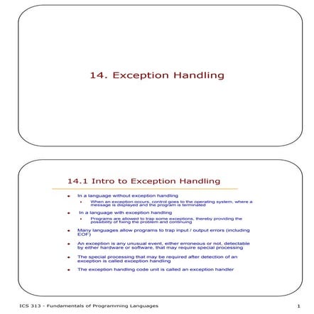 14 exception handling | PDF | Programming Languages | Computing