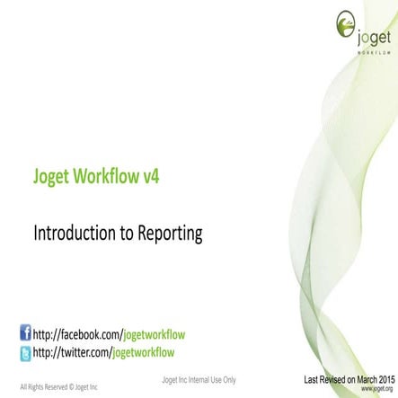 Joget Workflow v4 Training - Module 14 - Introduction to Reporting