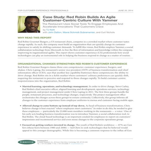 Red robin builds an agile customer-centric culture