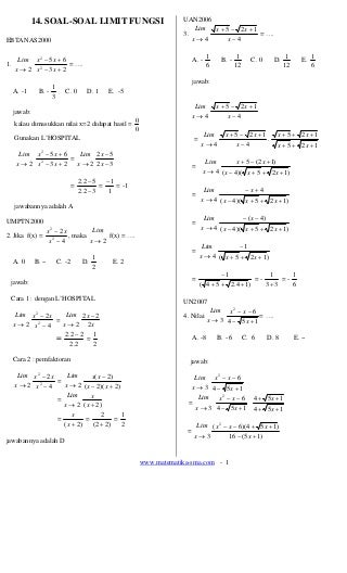 14. Soal-soal Limit Fungsi