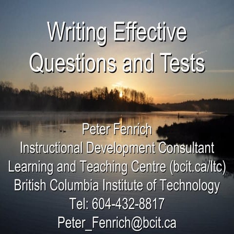 Writing effective questions and tests | PPT