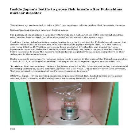 Inside Japan's battle to prove fish is safe after Fukushima nuclear disaster