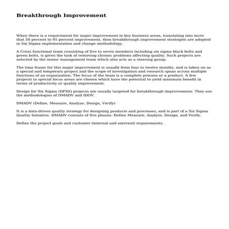 Breakthrough Improvement | PDF