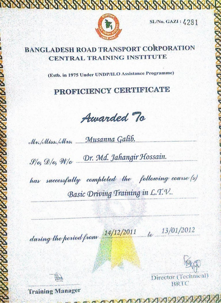 Driving licence Certificate