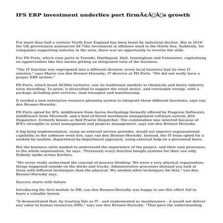 IFS ERP investment underlies port firm’s growth