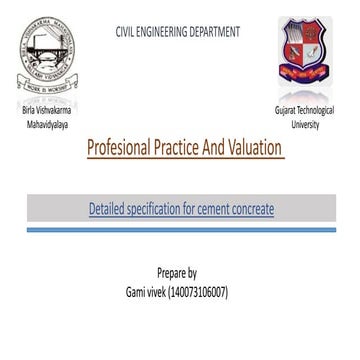 detailed specification for cement concrete