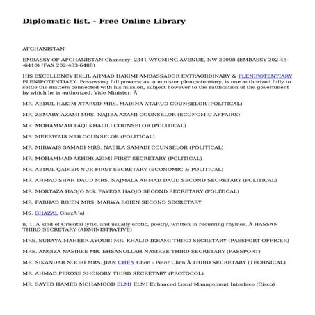 Diplomatic list. - Free Online Library