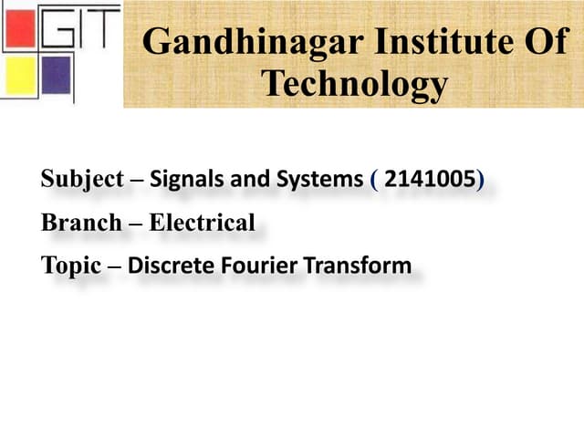 Discrete Fourier Transform