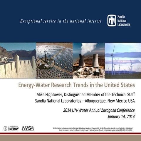 Energy-Water Research Trends in the United States, by Michael Hightower from ...