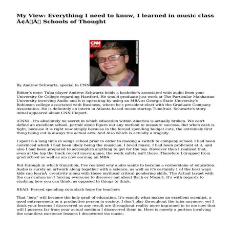 My View: Everything I need to know, I learned in music class – Schools of Tho...