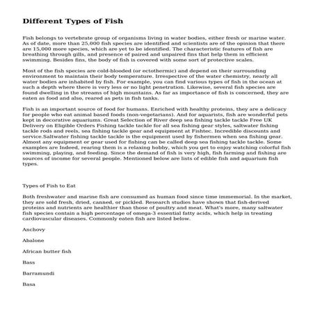 Different Types of Fish