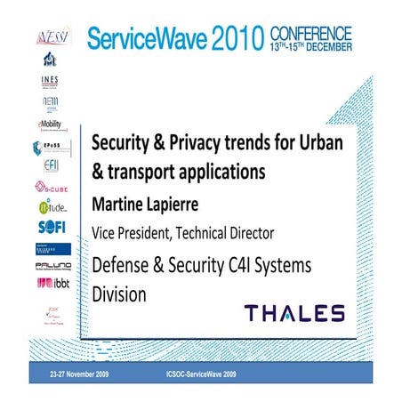 Martine Lapierre - Security & Privacy trends for Urban & transport applications 