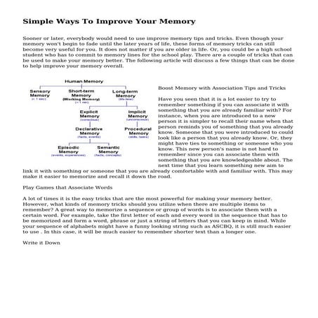Simple Ways To Improve Your Memory