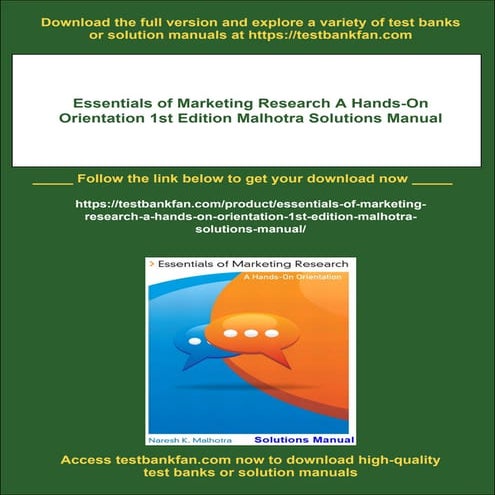 Essentials of Marketing Research A Hands-On Orientation 1st Edition Malhotra ...