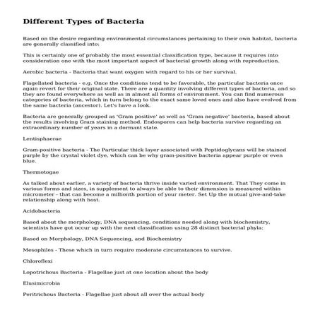 Different Types of Bacteria