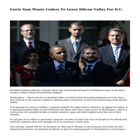 Uncle Sam Wants Coders To Leave Silicon Valley For D.C.
