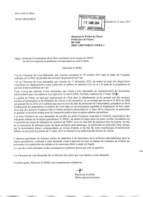 La lettre au préfet de l #39 Isère PDF La lettre au préfet de l #39 Isère PDF