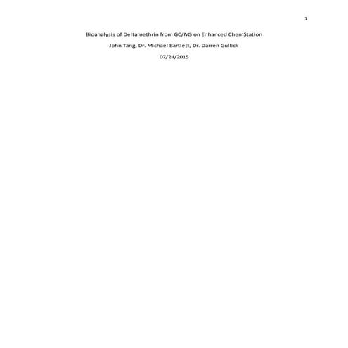 Bioanalysis of Deltamethrin from GC