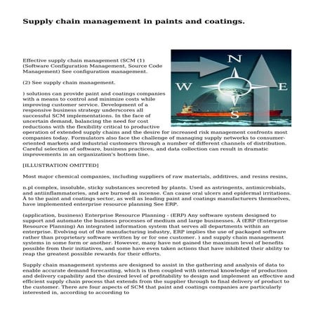 Supply chain management in paints and coatings. | PDF