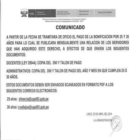 BONIFICACION 25 - AÑOS